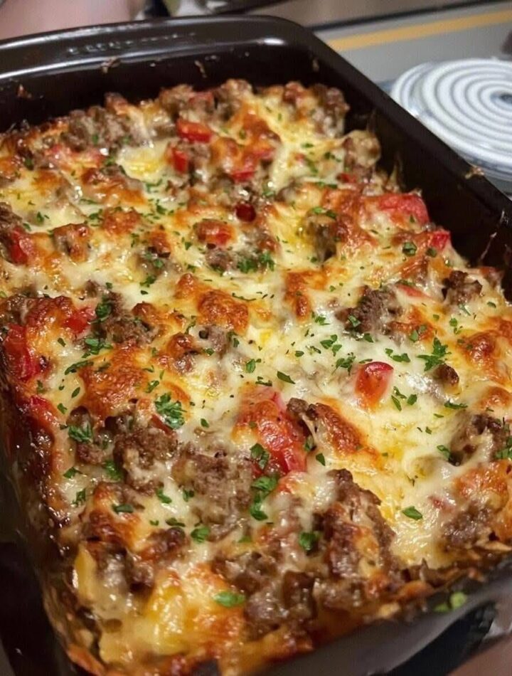 Loaded Philly Cheesesteak Casserole