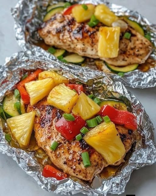 Teriyaki Pineapple Chicken Foil Packets Recipe